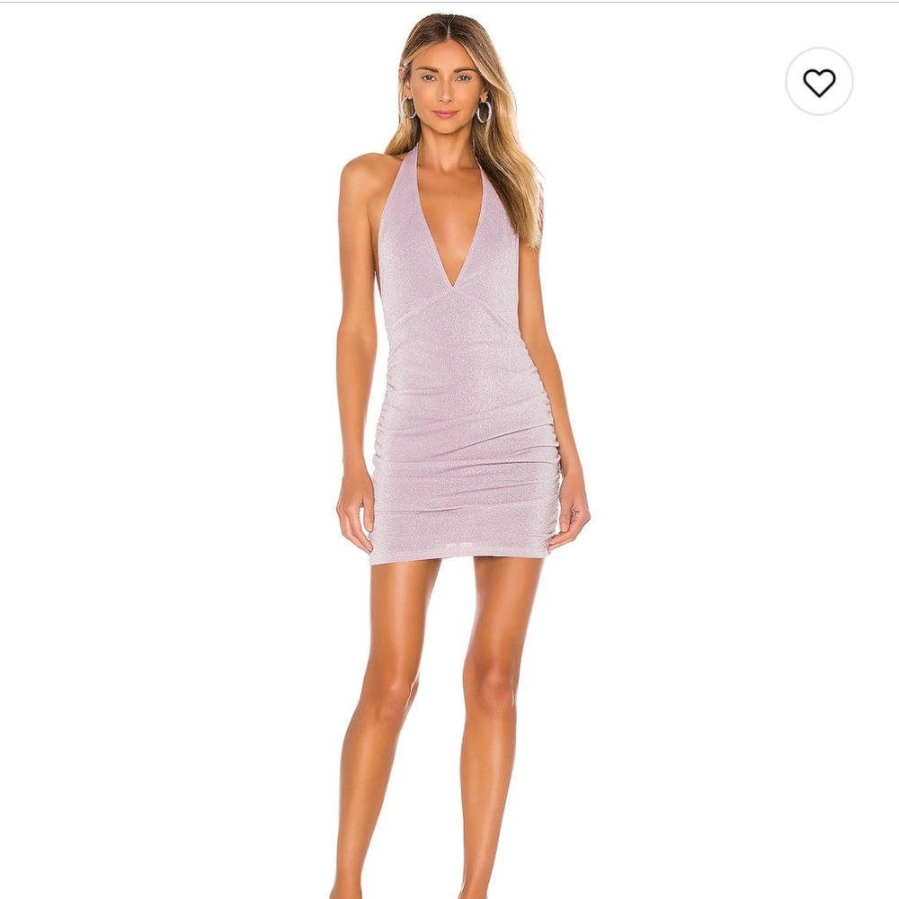 Revolve - Julana Deep V Dress in Mauve Metallic